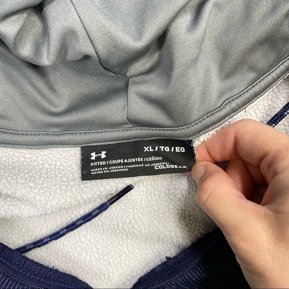 Under Armour Fitted Blue Hooded Zip Sweatshirt XL - Picture 6 of 8